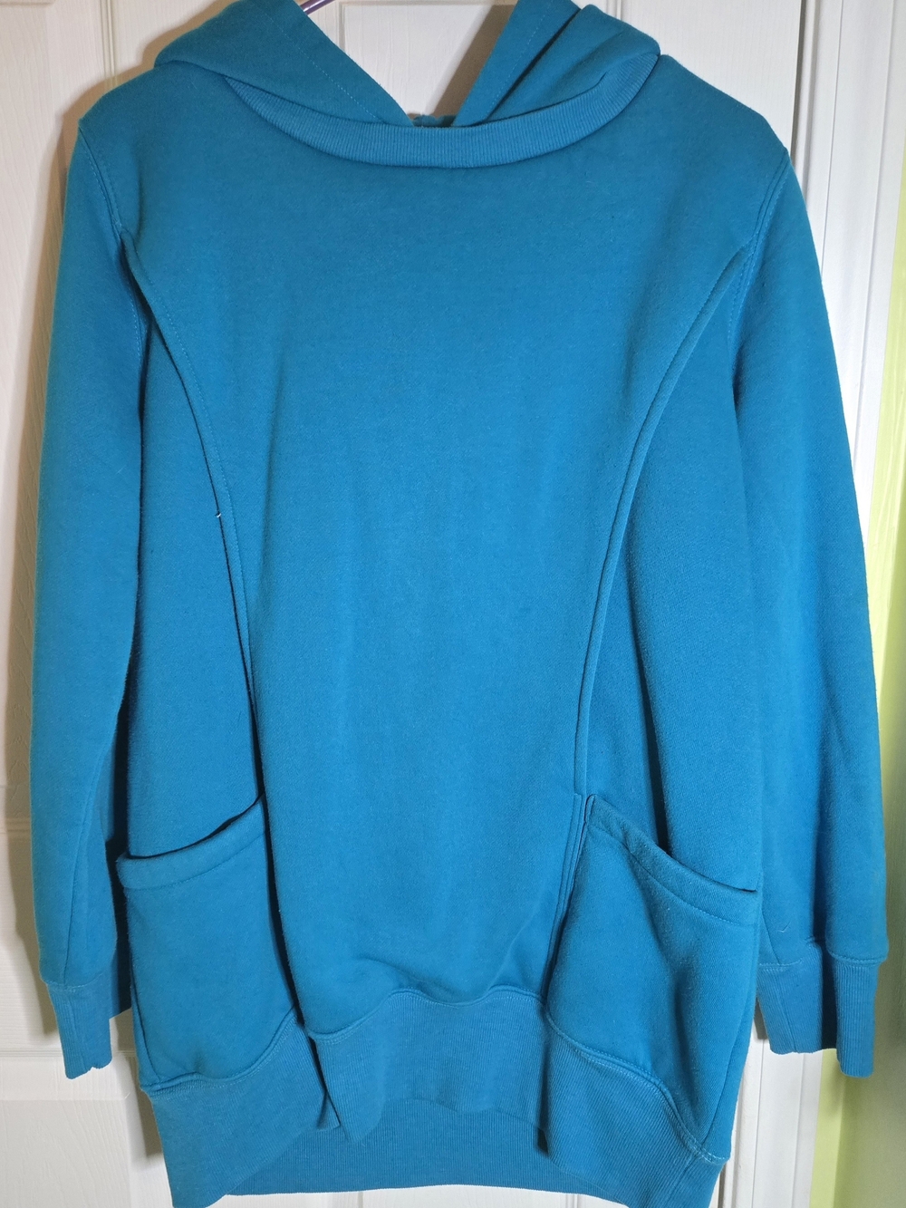 Bearsland Breastfeeding Teal Scoop-Neck Hooded Pullover With Open Sides